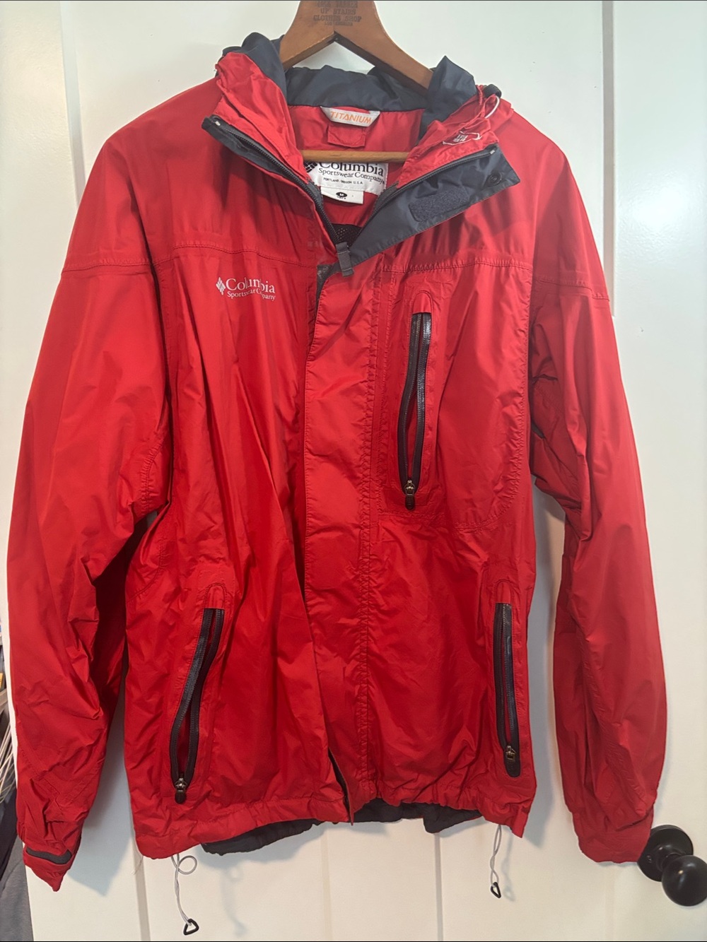 Columbia Red Waterproof Hooded Shell Jacket